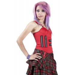 GOTHIC STYLE RED COTTON LADIES TOP WITH ZIPS 